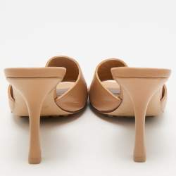 Bottega Veneta Light Brown Leather Stretch Slide Sandals Size 37