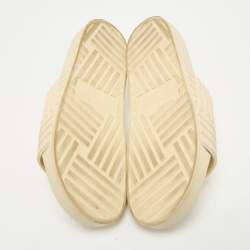 Bottega Veneta Cream Embossed Rubber Flat Slide Sandals Size 37