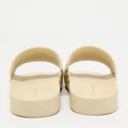 Bottega Veneta Cream Embossed Rubber Flat Slide Sandals Size 37