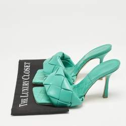 Bottega Veneta Blue Leather Lido Slide Sandals Size 39