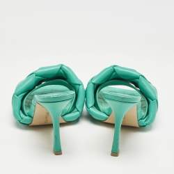 Bottega Veneta Blue Leather Lido Slide Sandals Size 39