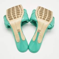 Bottega Veneta Blue Leather Lido Slide Sandals Size 39