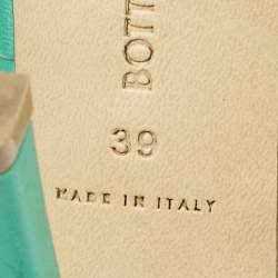 Bottega Veneta Blue Leather Lido Slide Sandals Size 39