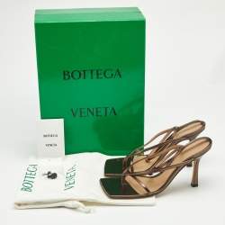 Bottega Veneta Metallic Brown Leather Stretch Ankle Strap Sandals Size 38.5