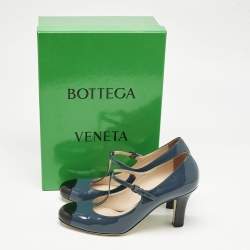 Bottega Veneta Blue/Black Patent Leather Mary Jane Pumps Size 40