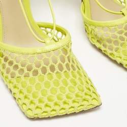 Bottega Veneta Green Leather and Mesh Stretch Ankle Strap Sandals Size 40
