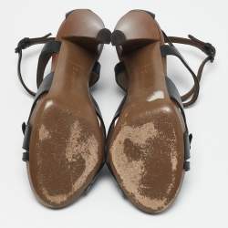 Bottega Veneta Black Leather Ankle Strap Sandals Size 38