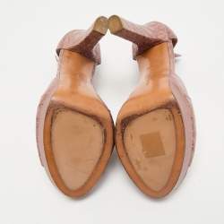 Bottega Veneta Taupe Brown Crocodile Leather Platform Sandals Size 39