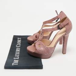 Bottega Veneta Taupe Brown Crocodile Leather Platform Sandals Size 39