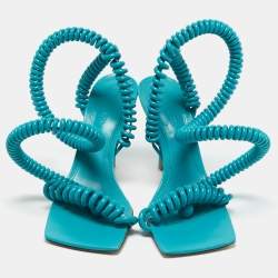 Bottega Veneta Blue Leather Wire Stretch Ankle Wrap Sandals Size 39