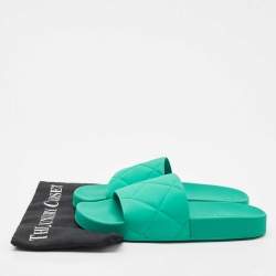 Bottega Veneta Green Rubber Pool Flat Slides Size 38