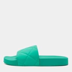 Bottega Veneta Green Rubber Pool Flat Slides Size 38