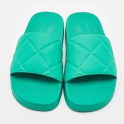 Bottega Veneta Green Rubber Pool Flat Slides Size 38