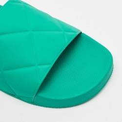 Bottega Veneta Green Rubber Pool Flat Slides Size 38
