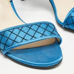 Bottega Veneta Blue/Black Satin Ankle Strap Sandals Size 39
