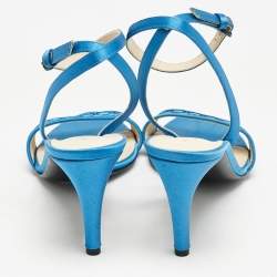 Bottega Veneta Blue/Black Satin Ankle Strap Sandals Size 39