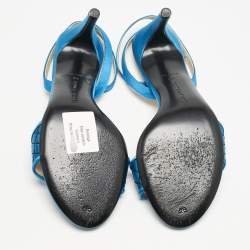 Bottega Veneta Blue/Black Satin Ankle Strap Sandals Size 39