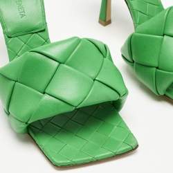 Bottega Veneta Green Intrecciato Leather Lido Slide Sandals Size 37