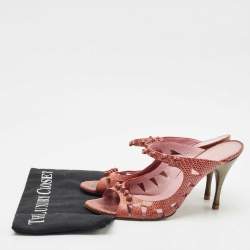 Bottega Veneta Burgundy Lizard Knotted Slide Sandals Size 39.5