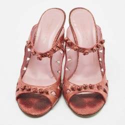 Bottega Veneta Burgundy Lizard Knotted Slide Sandals Size 39.5