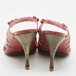 Bottega Veneta Burgundy Lizard Knotted Slide Sandals Size 39.5