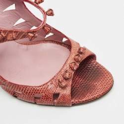 Bottega Veneta Burgundy Lizard Knotted Slide Sandals Size 39.5
