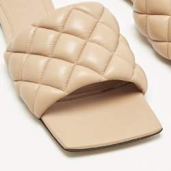 Bottega Veneta Beige Quilted Leather Lido Flat Slides Size 37.5