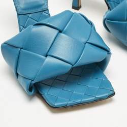 Bottega Veneta Blue Intrecciato Leather Lido Slide Sandals Size 37