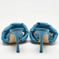Bottega Veneta Blue Intrecciato Leather Lido Slide Sandals Size 37