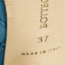 Bottega Veneta Blue Intrecciato Leather Lido Slide Sandals Size 37