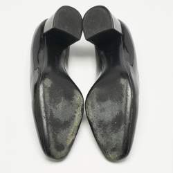 Bottega Veneta Black Intrecciato Patent Leather Block Heel Pumps Size 36.5