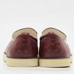 Bottega Veneta Burgundy Intrecciato Leather Dodger Slip On Sneakers Size 40