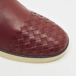 Bottega Veneta Burgundy Intrecciato Leather Dodger Slip On Sneakers Size 40