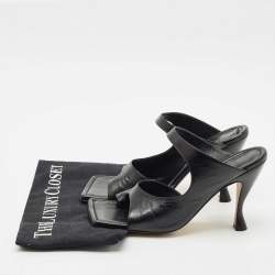 Bottega Veneta Black Leather Cutout Mules Size 39.5