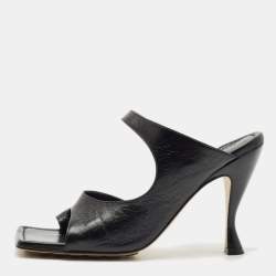 Bottega Veneta Black Leather Cutout Mules Size 39.5