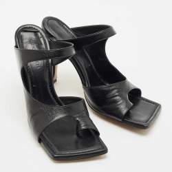 Bottega Veneta Black Leather Cutout Mules Size 39.5