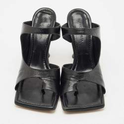 Bottega Veneta Black Leather Cutout Mules Size 39.5