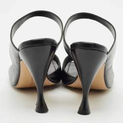 Bottega Veneta Black Leather Cutout Mules Size 39.5