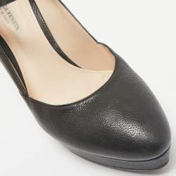 Bottega Veneta Black Leather Mary Jane Platform Pumps Size 36.5