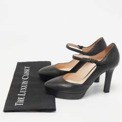 Bottega Veneta Black Leather Mary Jane Platform Pumps Size 36.5