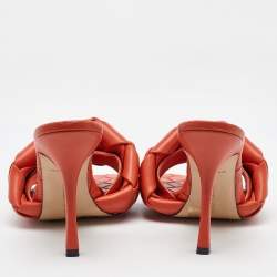 Bottega Veneta Orange Intrecciato Leather Lido Slide Sandals Size 41