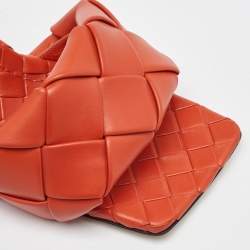 Bottega Veneta Orange Intrecciato Leather Lido Slide Sandals Size 41