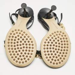 Bottega Veneta Black Leather Dot Ankle Strap Sandals Size 36.5