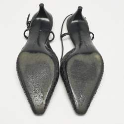 Bottega Veneta Black Intrecciato Leather Slingback Pumps Size 40