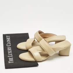Bottega Veneta Beige Leather Strech Slide Sandals Size 37.5