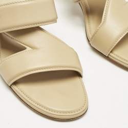 Bottega Veneta Beige Leather Strech Slide Sandals Size 37.5