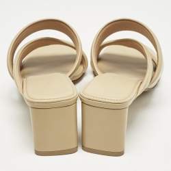 Bottega Veneta Beige Leather Strech Slide Sandals Size 37.5