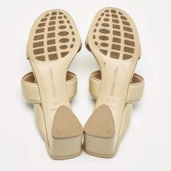 Bottega Veneta Beige Leather Strech Slide Sandals Size 37.5