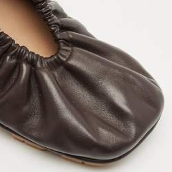 Bottega Veneta Brown Leather Scrunch Ballet Flats Size 38