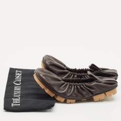 Bottega Veneta Brown Leather Scrunch Ballet Flats Size 38